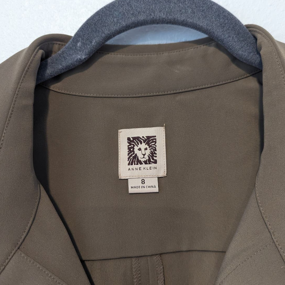 Anne Klein Belted Shift Dress Button Down V Neck Clay Brown Beige Tan - Picture 5 of 5